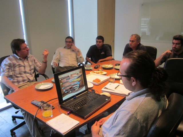 Vicente Palomer of Codelco Chile (second from the left) meets with the MineSight-Chile team last month.