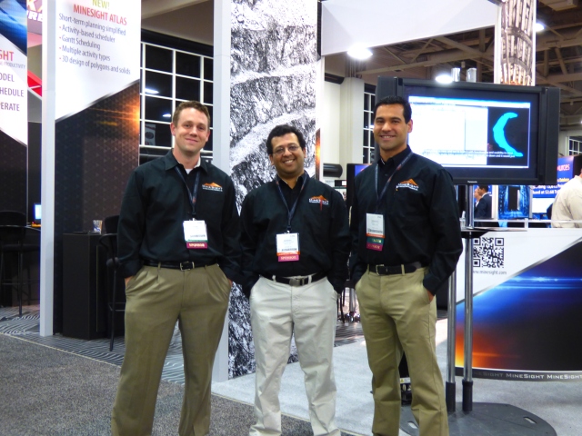 MineSight specialists Ryan Bloomfield, Abinash Moharana and Ernesto Vivas at SME.