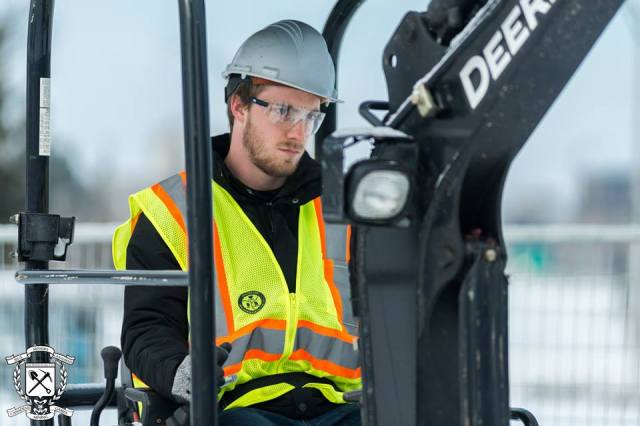UBC's Jamie Klein competes in the Equipment Handling event at the Canadian Mining Games.