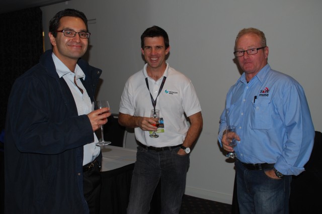 At MineQuest-Perth are Jack Gomez (Brockman Mining), Matthew Desmond (Leica Geosystems), Dean McAllister (SAFEmine)