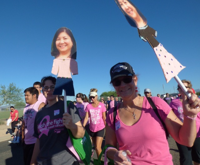 Deb St. Aubin (right) ensured that team organizer Lani Pannell was everywhere at this year's Making Strides for Breast Cancer walk in Tucson.