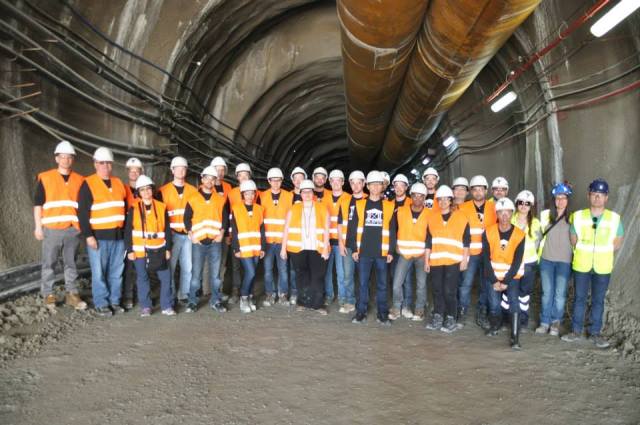 UBC mining grads pictured at the entrance to the 8.5-kilometer tunnel under development at Stratoni mine in Greece. Earlier this year, students spent two weeks exploring the country’s mining industry, with help from Hexagon Mining-MineSight.